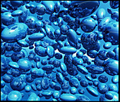 Computer artwork of blue spheroids