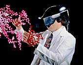 Digital composite of scientist & molecules,VR