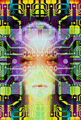 Artificial intelligence: face and circuit board