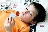 Boy listening to music