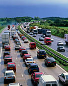 Heavy traffic in a British motorway