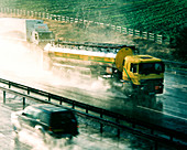 Traffic on wet motorway