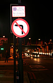 Road signs reflecting at night