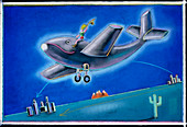 Abstract artwork of an aeroplane & air travel
