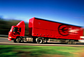 Time-exposure image of an articulated lorry