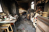 Burnt-out kitchen