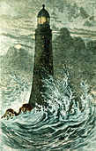 Artwork of the third Eddystone Lighthouse,England