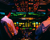 Interior of Boeing 737 simulator cockpit