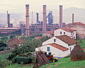 Steelworks near homes at Aviles,Spain