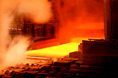 Hot steel at a steel mill