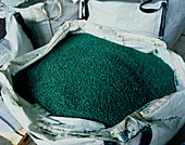 Pellets of recycled polythene