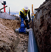 Laying water pipes
