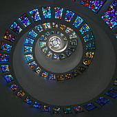 Stained glass in chapel spire
