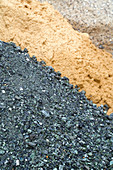 Three types of sand on a building site