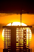 Construction at sunset