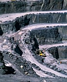 Terraces of Penrhyn slate quarry with dumper truck