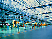 Production line manufacturing cars