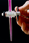 Close-up of valve & tip of laboratory burette