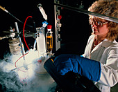 Low-temperature chemistry experiment in fume booth