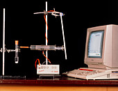 Dialatometer measuring the change in gas volume