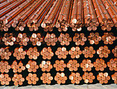 Copper bars awaiting further industrial processing