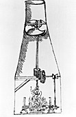 Artwork of a cooking spit powered by hot air