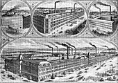 Aerial view of factories during the 19th century