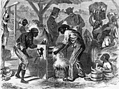 Slaves using cotton gin machine