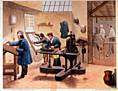 Printing press,19th century artwork