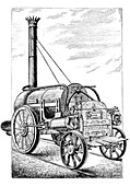 Engraving of the Rocket steam locomotive
