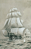 Engraving of Nelson's flagship,HMS Victory
