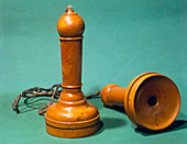 Early telephone constructed by Alexander Bell