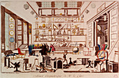 Geometrician in their laboratory,circa 1700