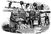 Engraving of a steam-driven washing machine
