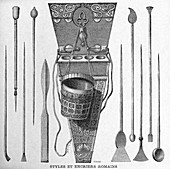 Roman writing implements,artwork