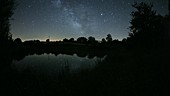 Stars over lake timelapse