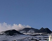 Smoke rings over Mount Etna