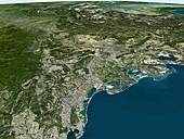 French Mediterranean, satellite view