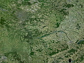 Paris to Beijing, satellite view