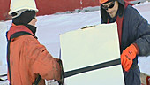 Transporting ice core, Antarctica