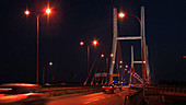 Night bridge traffic timelapse
