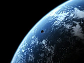 Asteroid and planet Earth