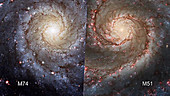 Comparison between M74 and M51