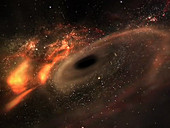 Black hole moving through space