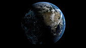 Rotating Earth showing human impact