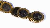 Falling Euro coins