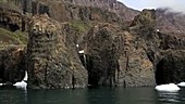 Waterfall in columnar basalt rocks