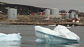 Iceberg and oil depot, Greenland