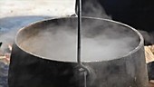 Maple sap boiling