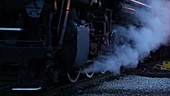 Steam locomotive being fired